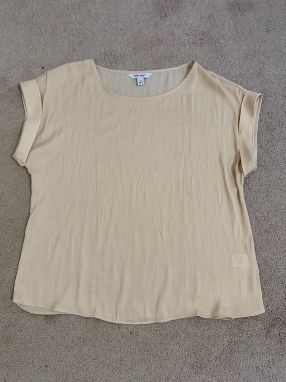 Nine West Light Cream Short Sleeve Blouse